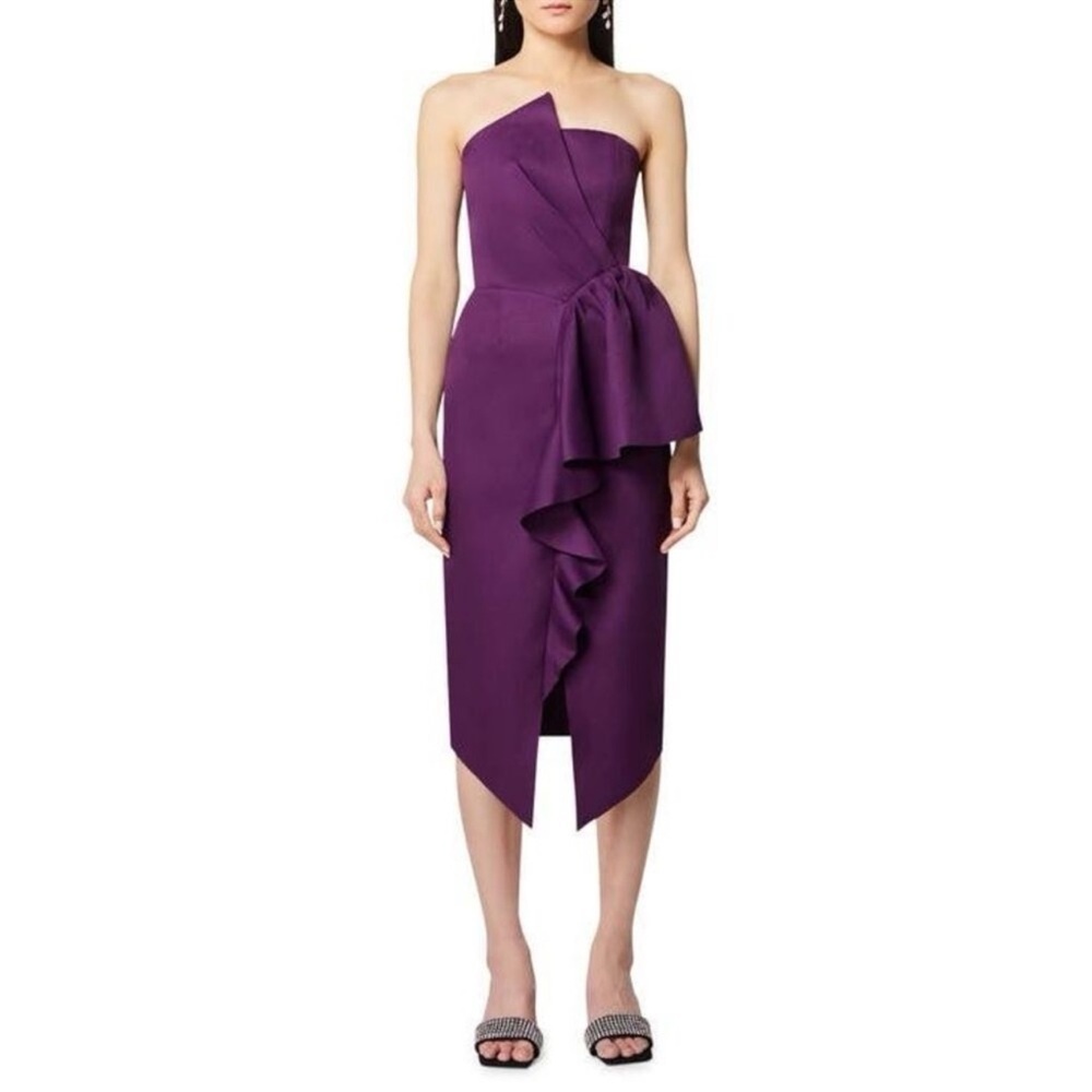 NWOT Free People x Elliatt Reception Cascade Ruffle Strapless plum Dress sz M